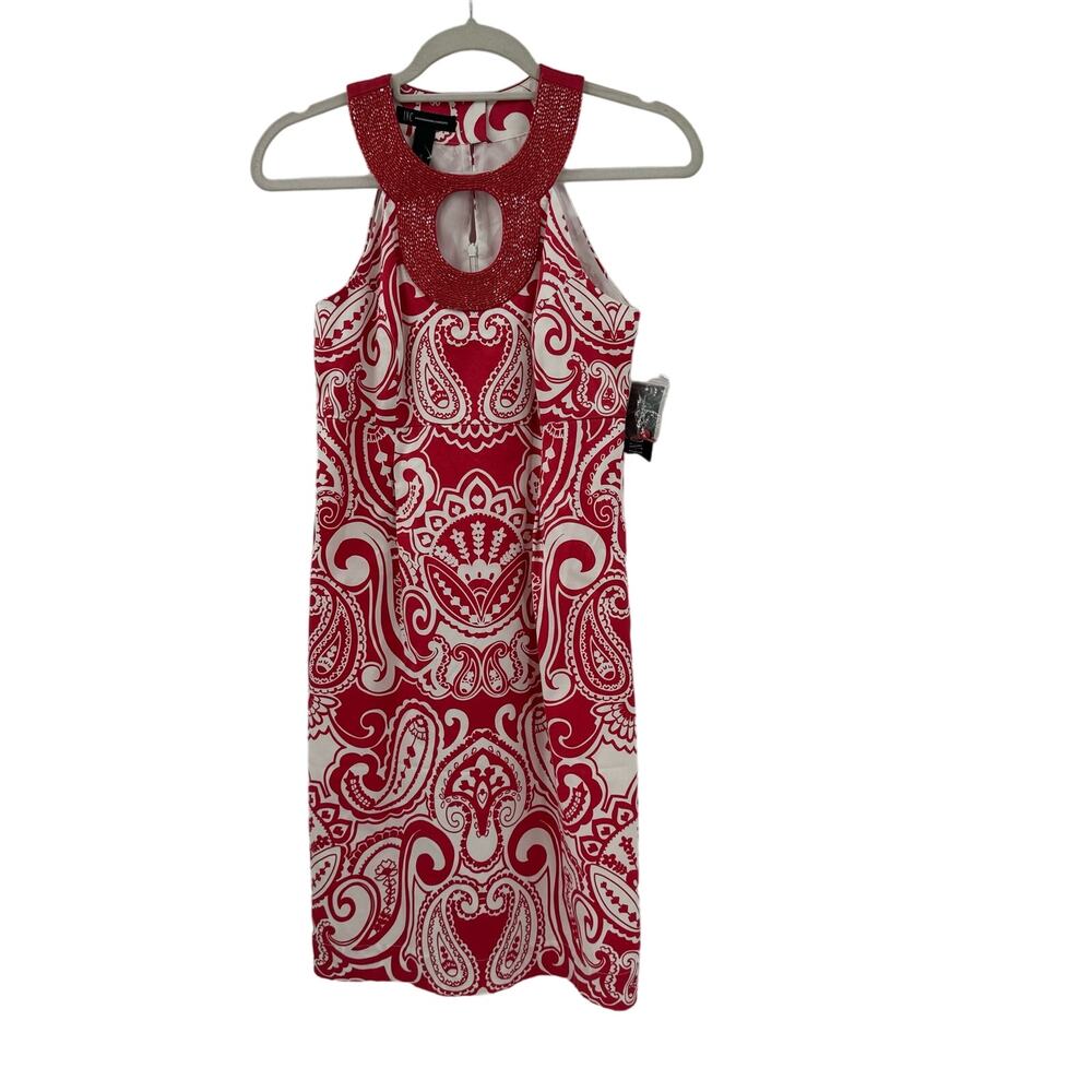 NWT INC pink and white cotton mini dress